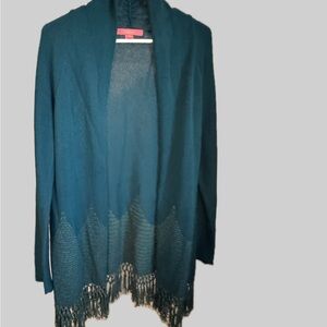 Lilly Pulitzer Teal Fringe Cardigan